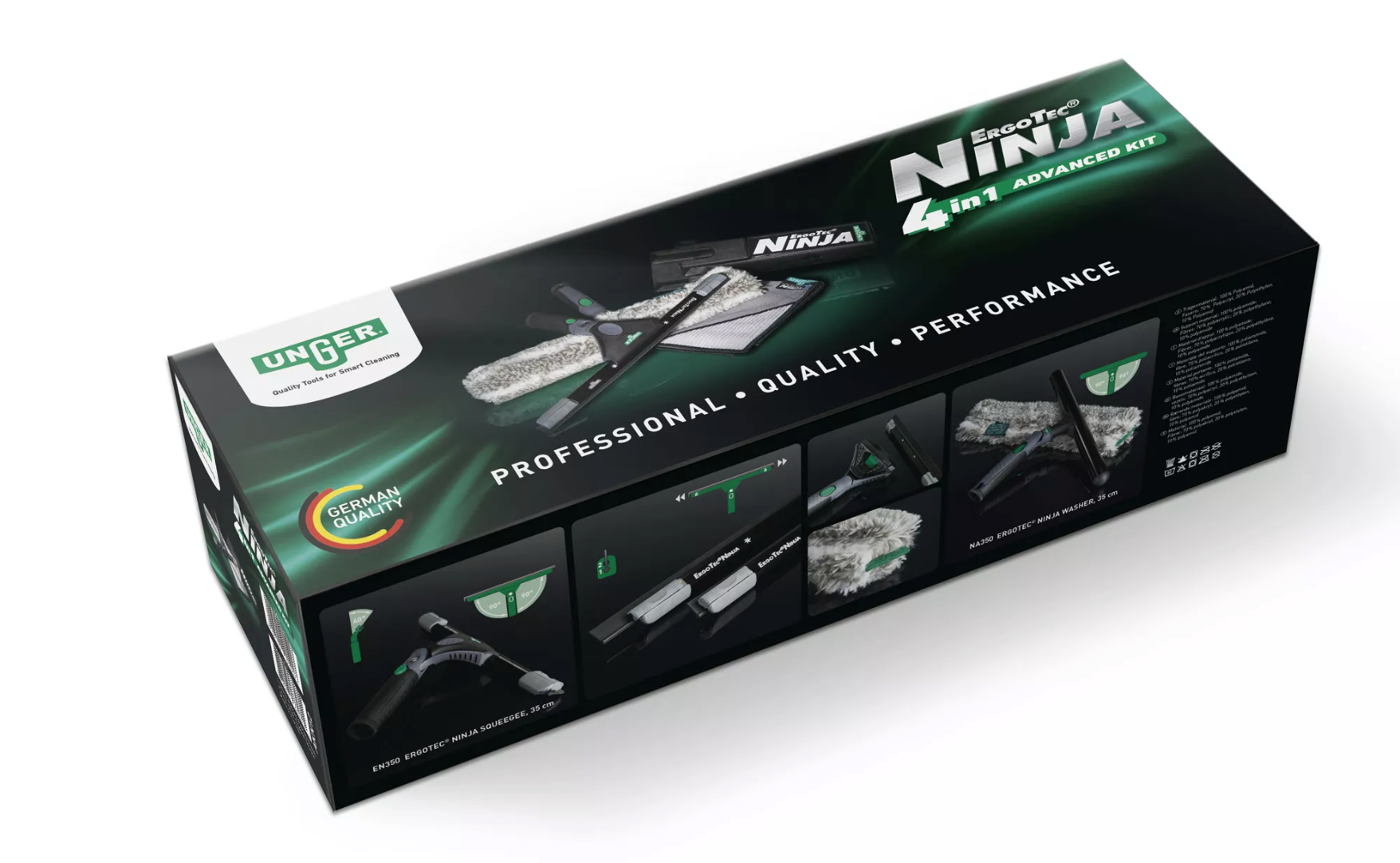 UNGER Kit nettoyage vitre Ergotec Ninja 4en1 - MyCleanerShop