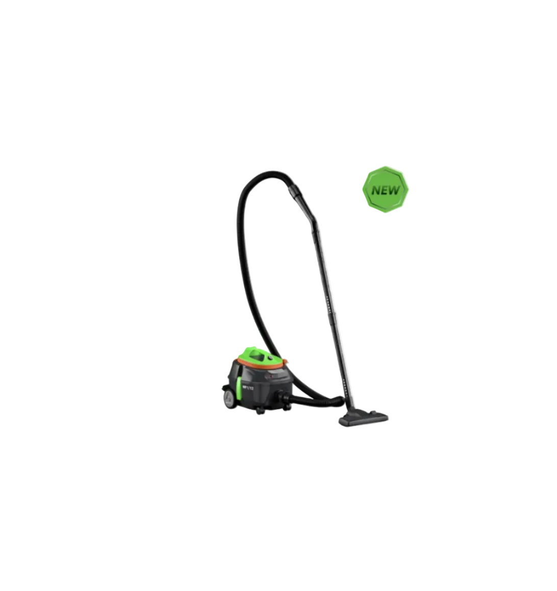 Aspirateur industriel ICA MP 1/12 Pro avec tube d'aspiration et accessoires pour nettoyage professionnel.