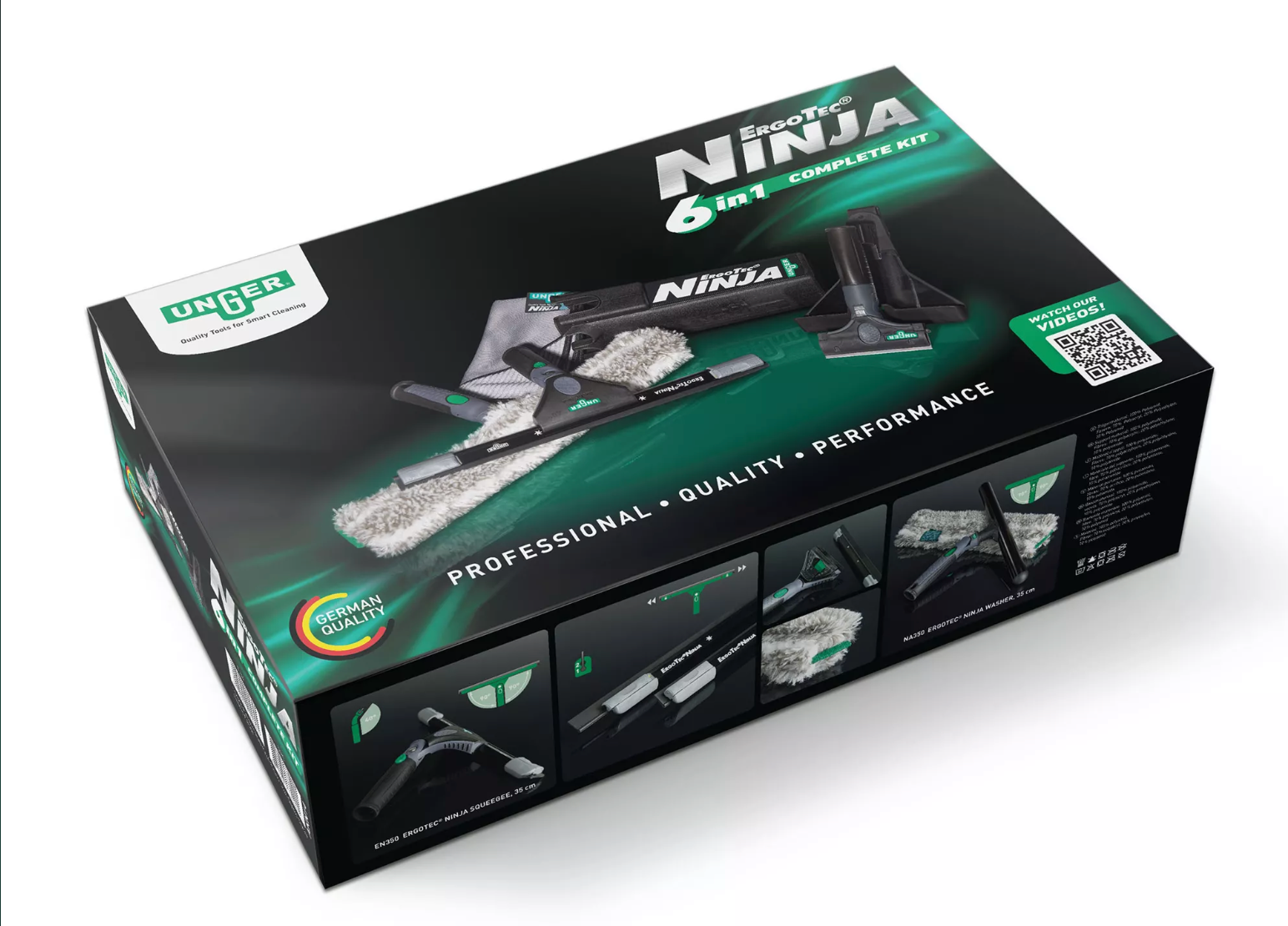 UNGER Kit nettoyage vitre Ergotec Ninja 6en1 - MyCleanerShop