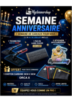 Pack complet anniversaire du boss de MyCleanerShop avec décorations festives et accessoires pour célébration d'entreprise.