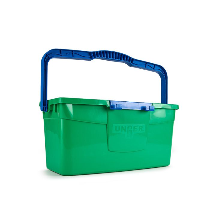 Kit de nettoyage de vitres UNGER GreenLabel avec raclette et manche pour un nettoyage efficace des surfaces vitrées.