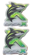 Autocollants pailletés ORCA X, stickers colorés et brillants pour personnaliser objets et accessoires.