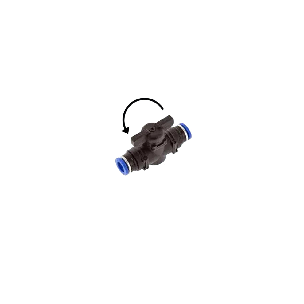 Régulateur de débit d'eau UNGER nLITE pour tuyaux Ø5/8 et 7/10 mm, en plastique noir avec raccords.