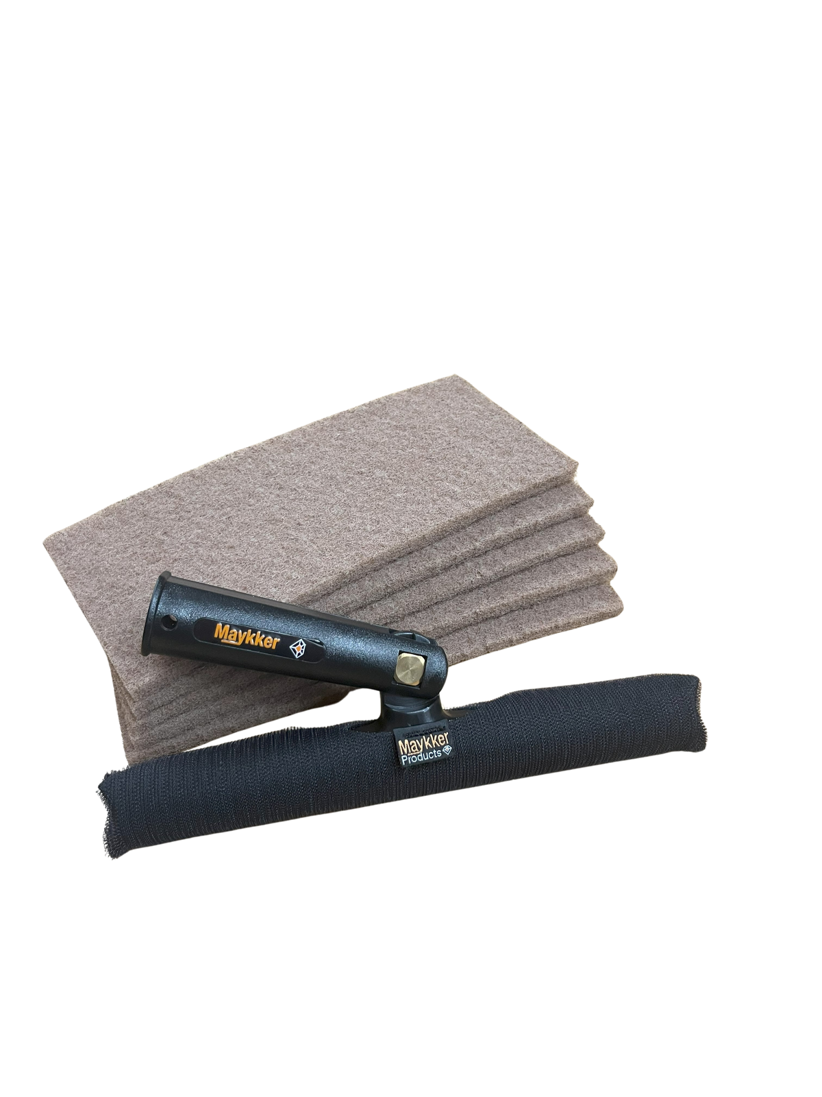 MAYKKER Scrubber Set – Support + pad en noyer pour mouilleur vitres - MyCleanerShop