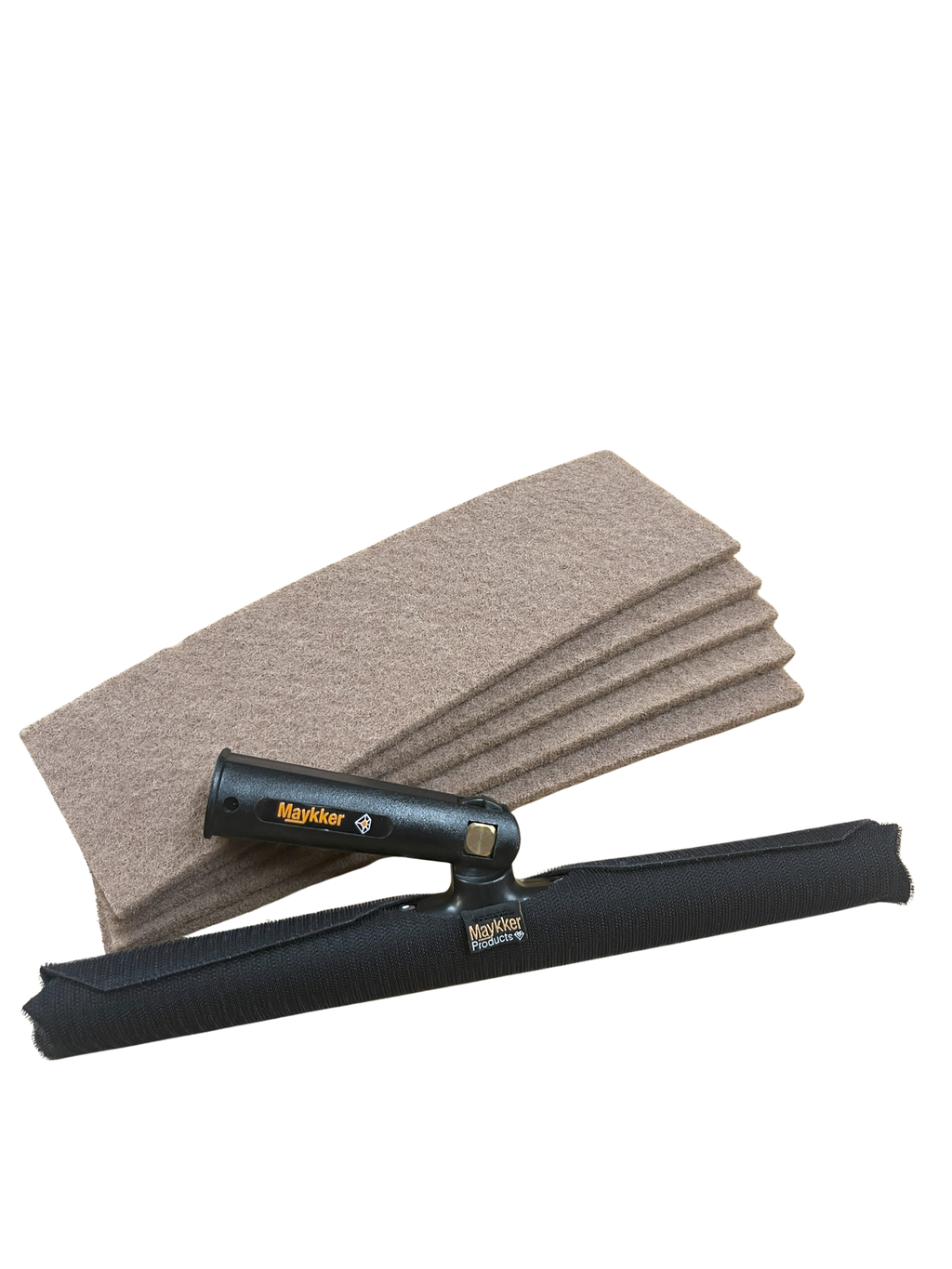 MAYKKER Scrubber Set – Support + pad en noyer pour mouilleur vitres - MyCleanerShop