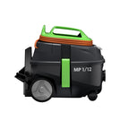 Aspirateur ICA MP 1/12 PRO vu de côté droit, avec tuyau et accessoires visibles. Produit industriel robuste et professionnel.