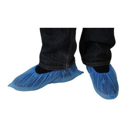 Surchaussures jetables CPE bleues – Usage unique – Boîte de 100 unités - MyCleanerShop